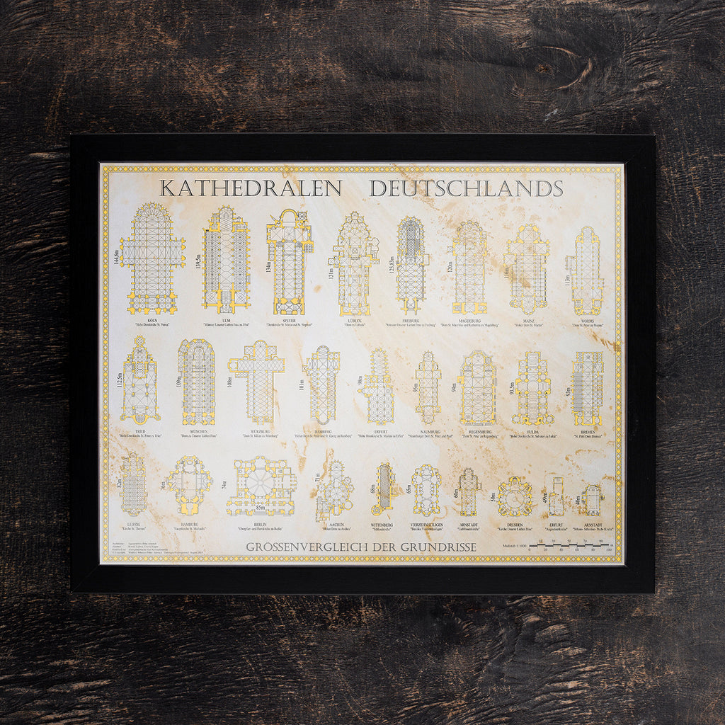 Kathedralen Deutschlands - Größenvergleich der Grundrisse - Maßstab 1:1000